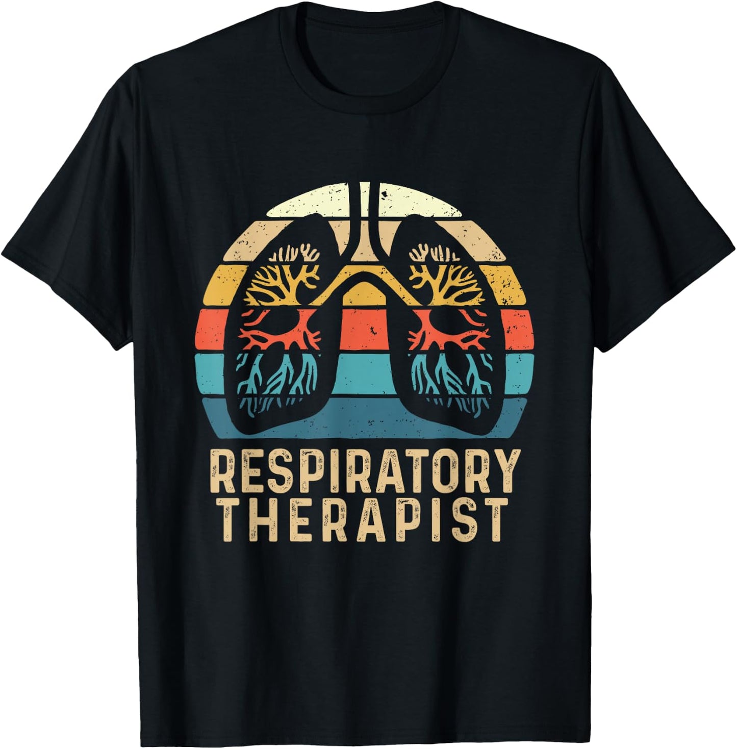 Respiratory Therapist - Retro Vintage Lungs Pulmonology RT T-Shirt - T-Shirt | Black