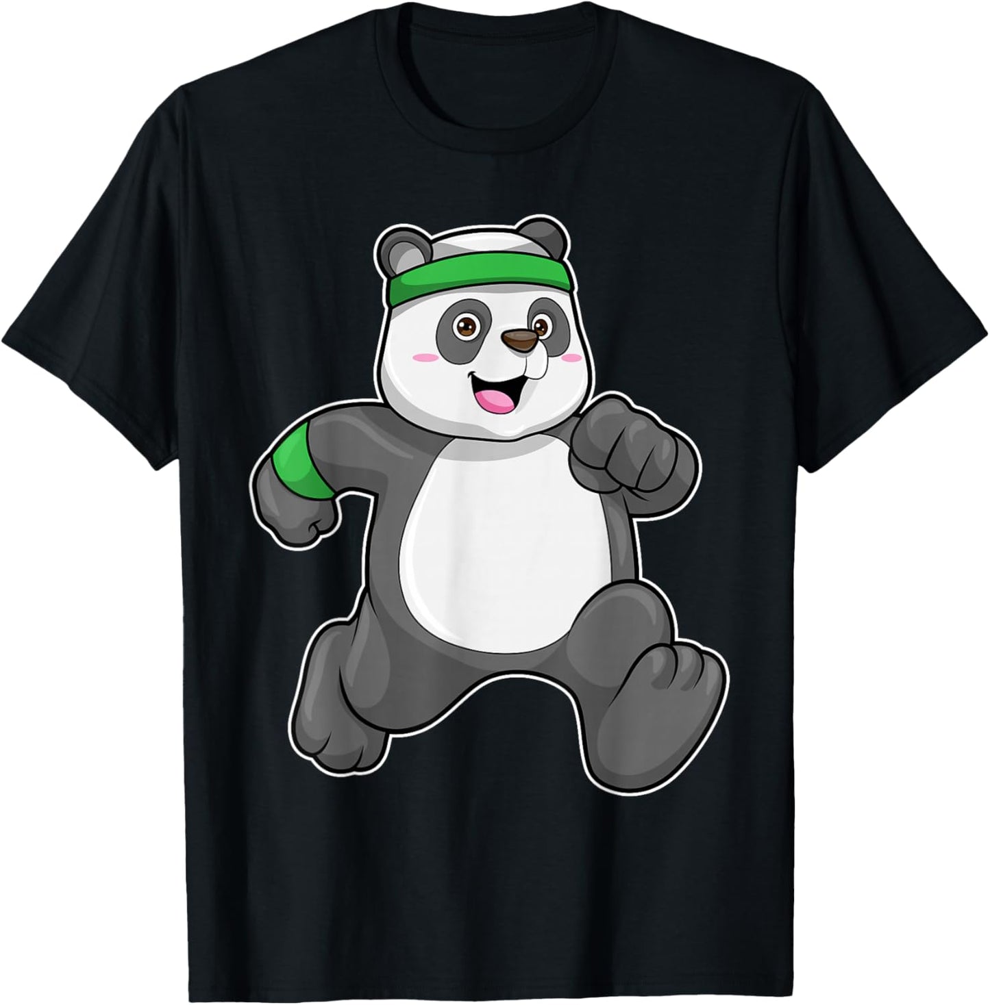 Panda Runner Running Sports T-Shirt - T-Shirt | Black