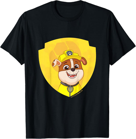 PAW Patrol Rubble Big Chest Shield Emblem T-Shirt - T-Shirt | Black