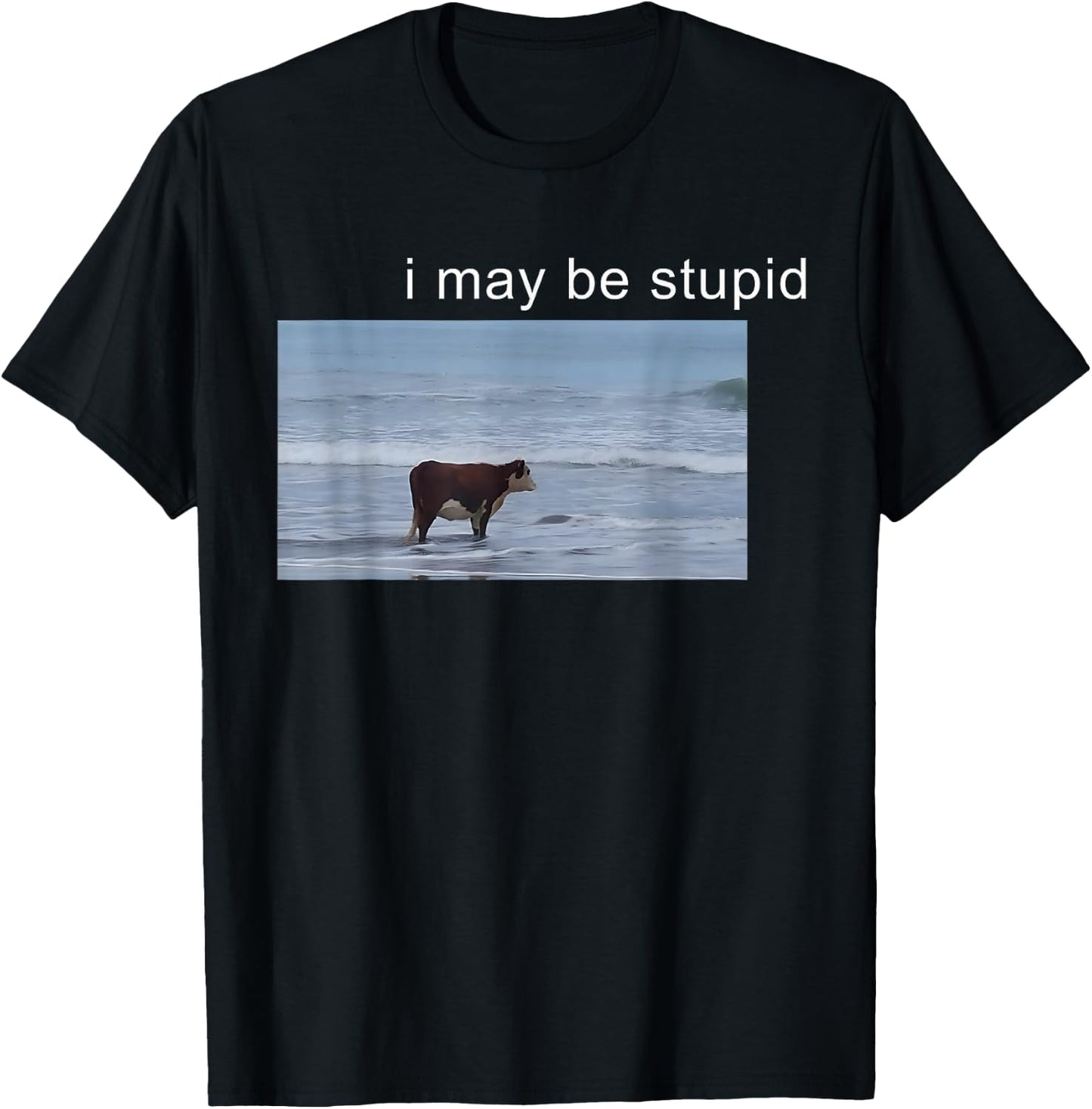 I May Be Stupid Funny Cow Oddly Specific Dank Meme T-Shirt - T-Shirt | Black