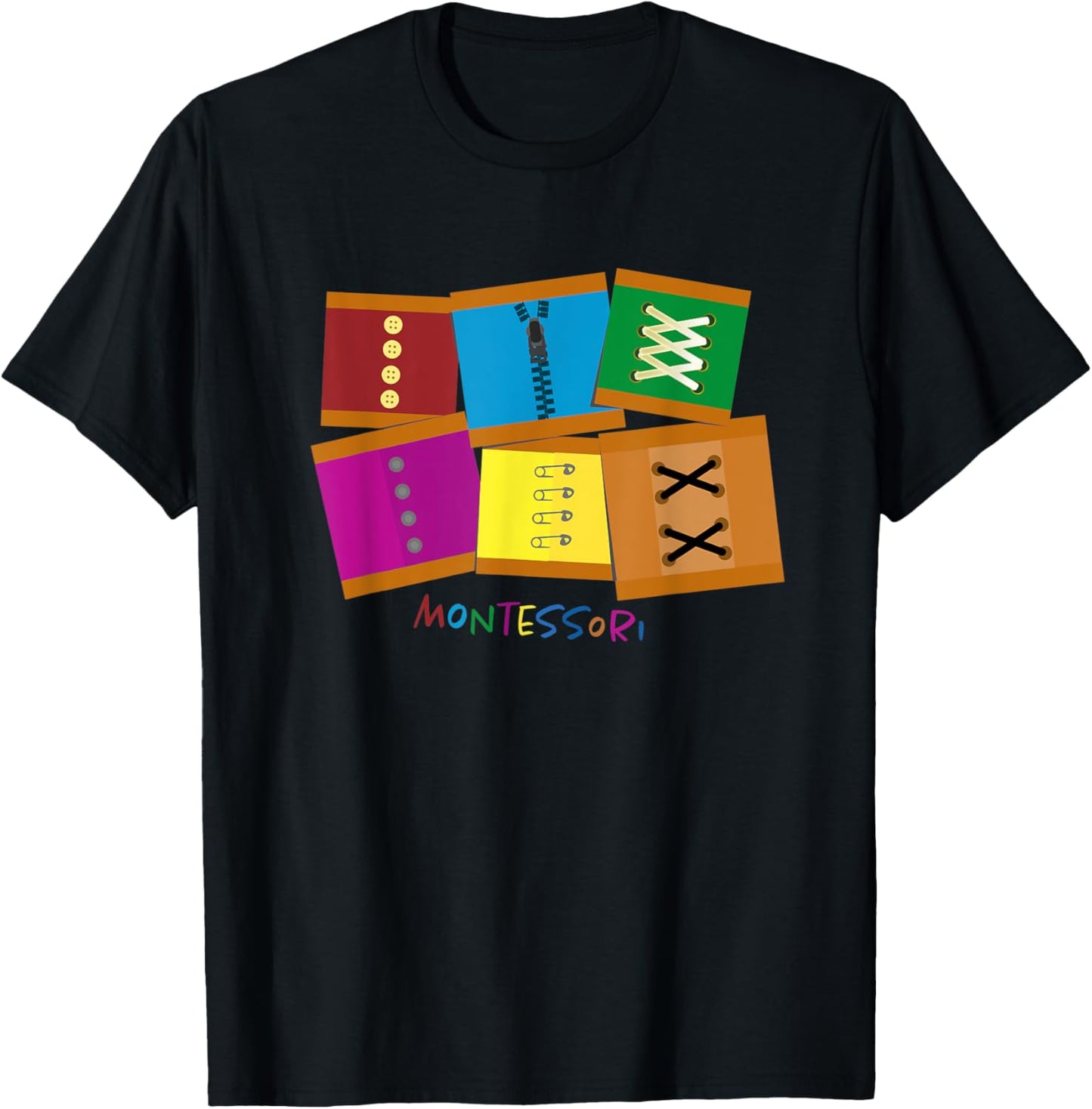 Montessori Dressing Frames - Montessori Material T-Shirt - T-Shirt | Black