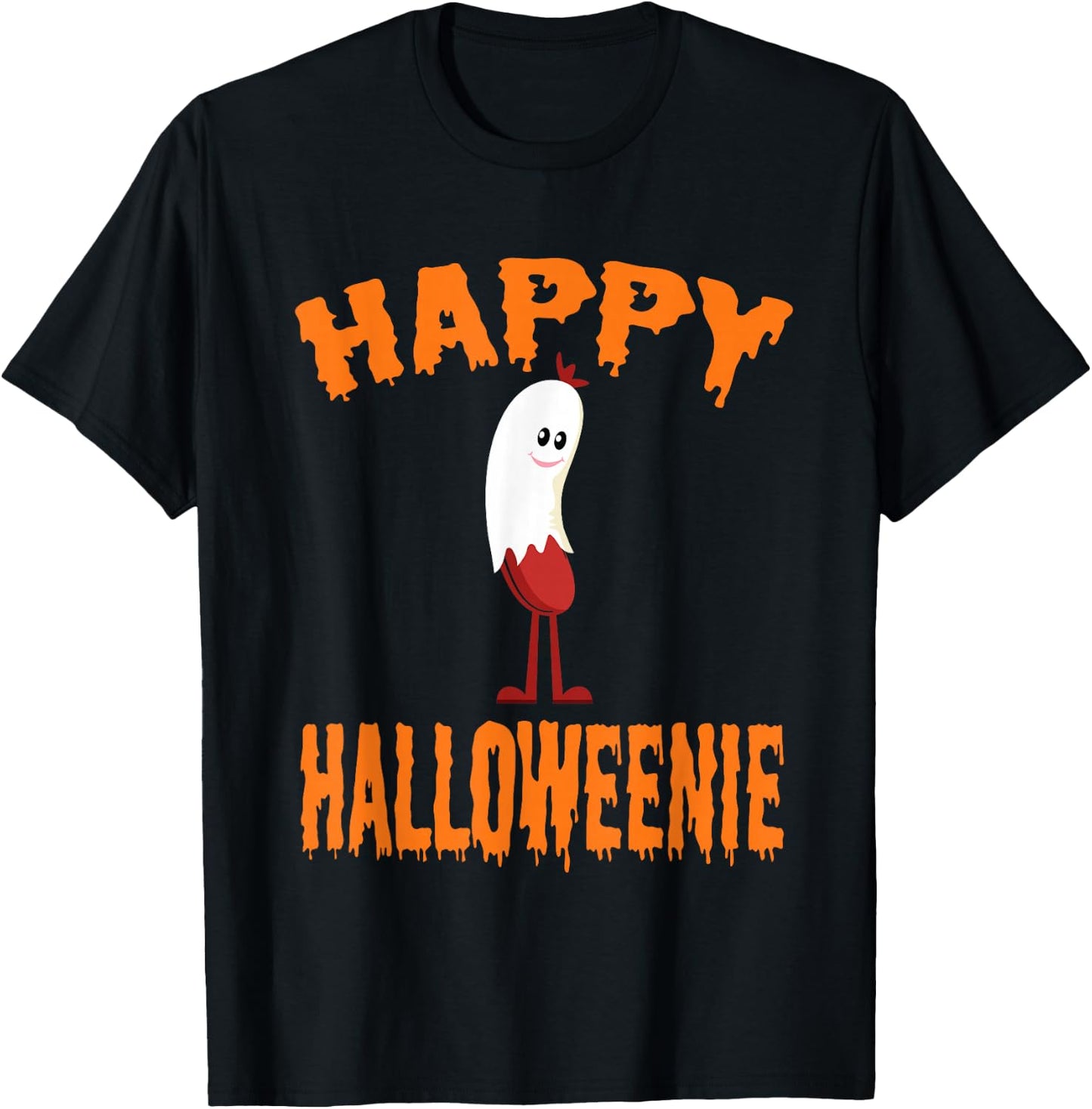 Happy Halloweenie Adult Halloween Humor Joke Hotdog T-Shirt - T-Shirt | Black