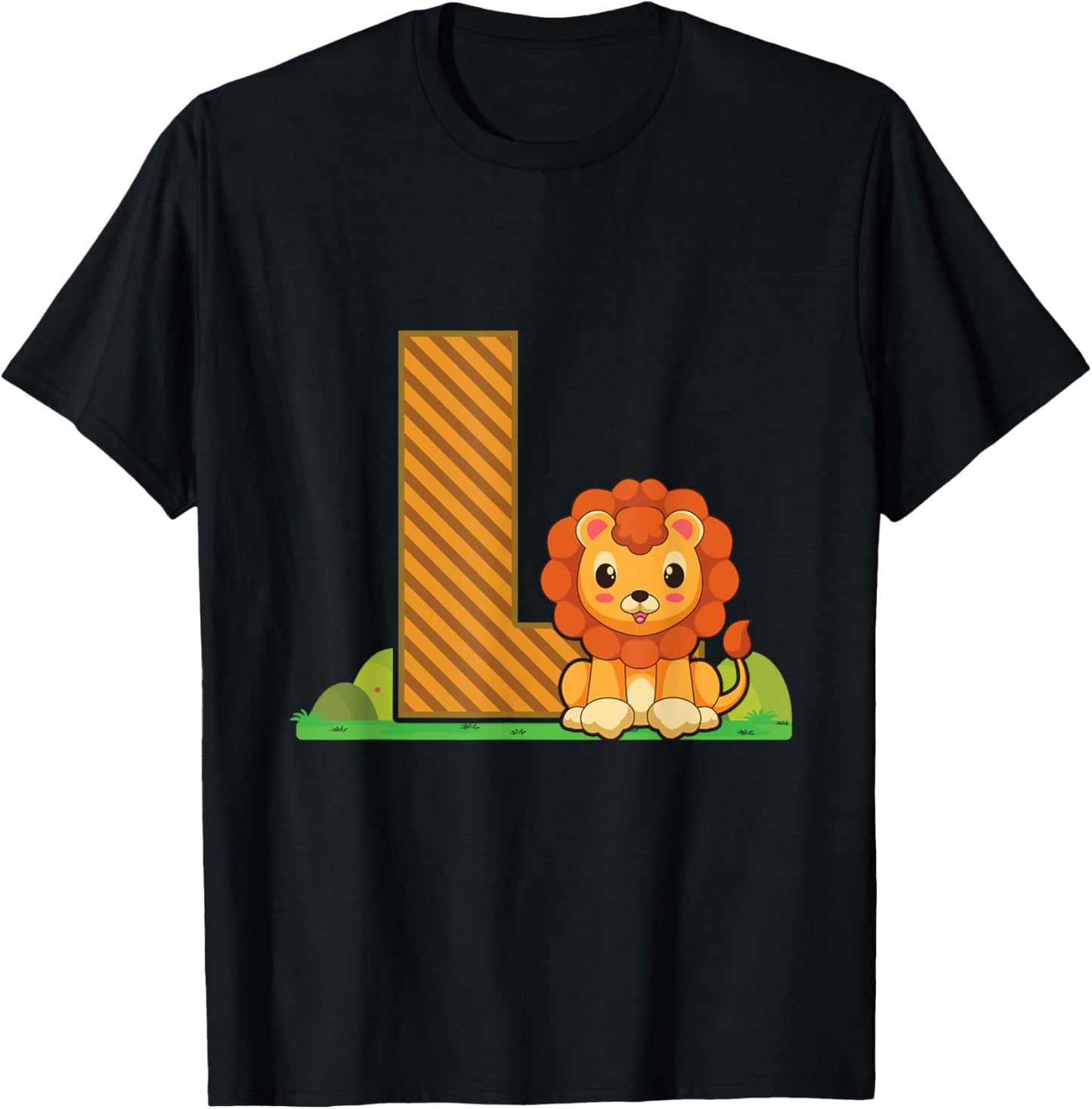Letter L Lion Alphabet Last Name Consonant Initials Animal T-Shirt - T-Shirt | Black