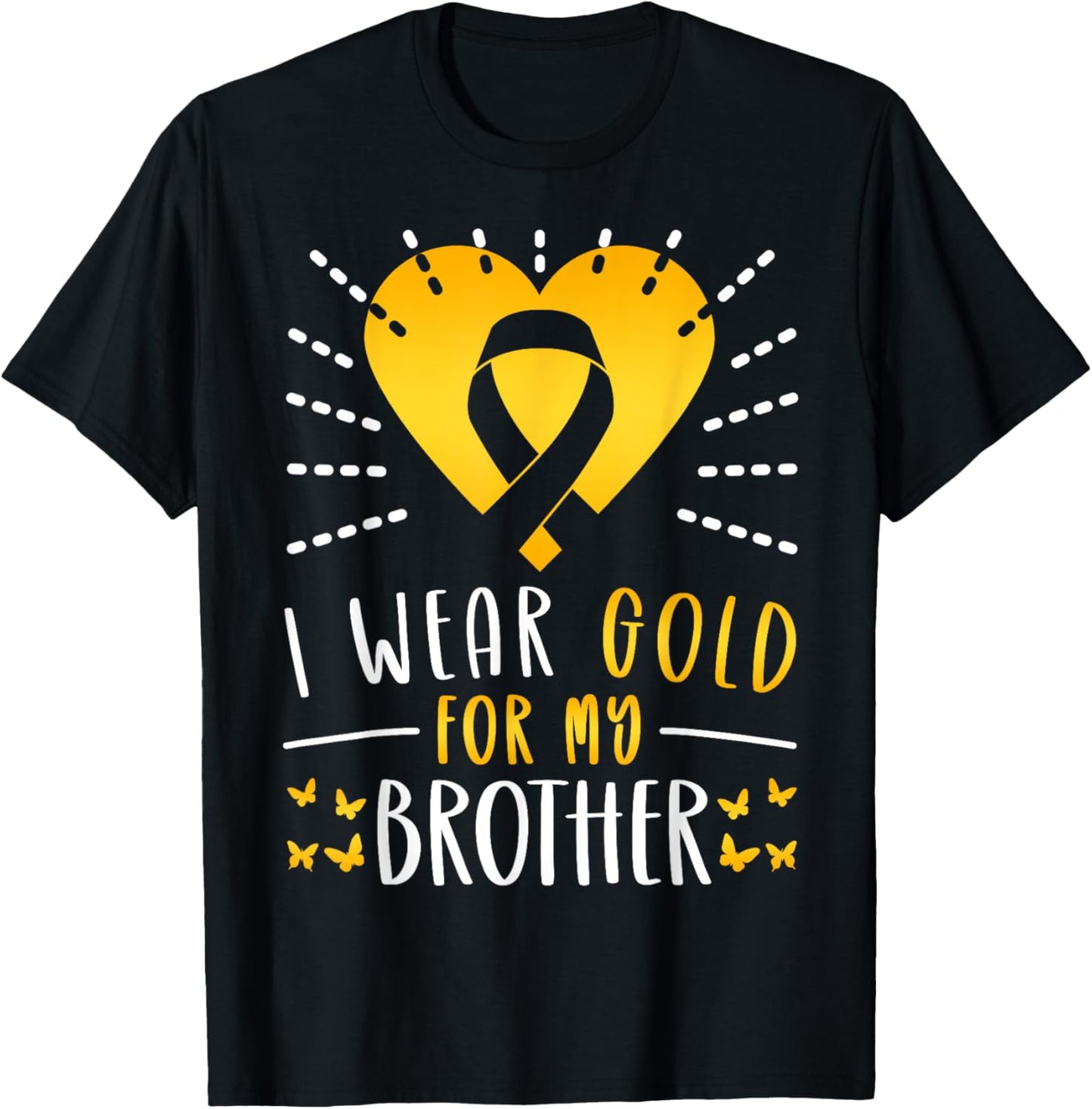 I Wear Gold For My Brother Heart T-Shirt - T-Shirt | Black