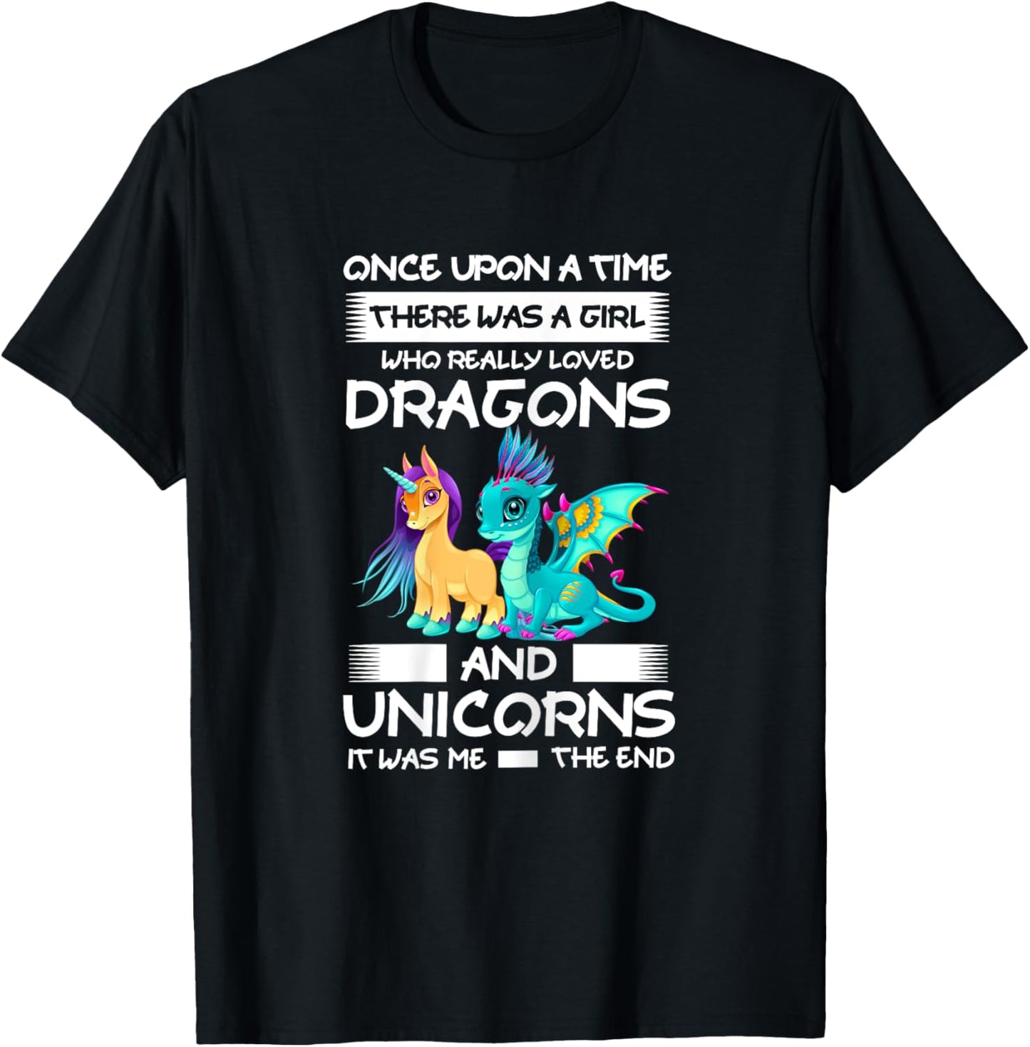 Girl Who Loved Dragons and Unicorns Unicorns T-Shirt - T-Shirt | Black