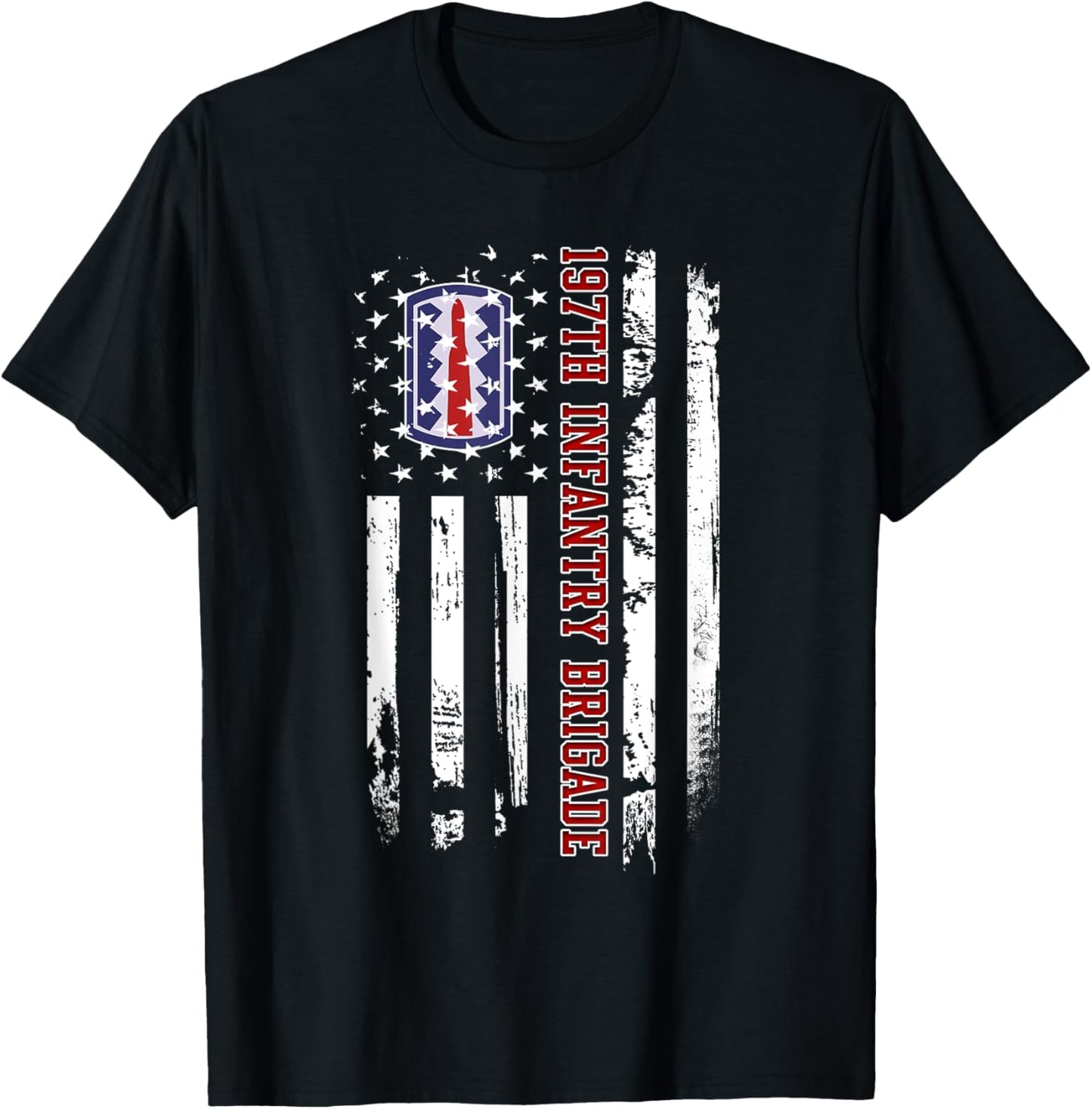 197th Infantry Brigade Veteran USA Flag Veterans Day Xmas Women Men T-Shirt - T-Shirt | Black