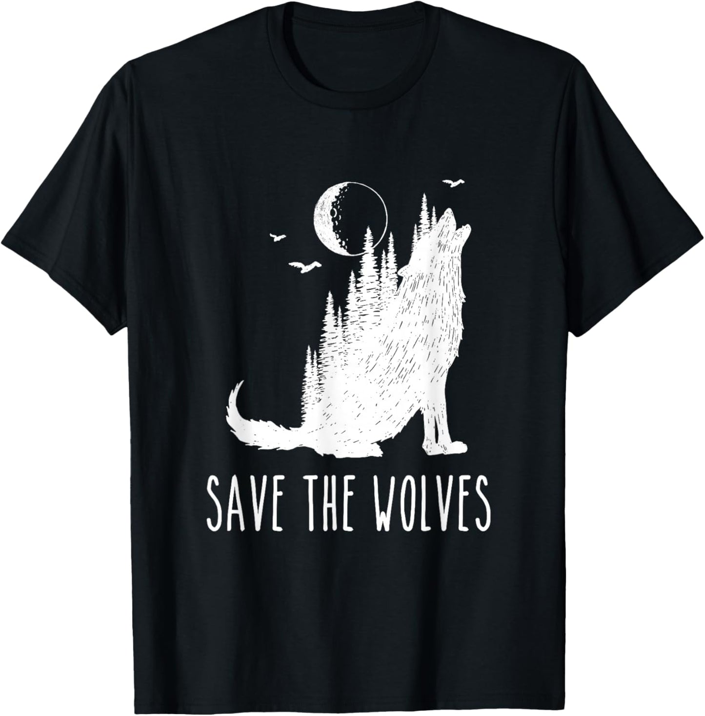 Save The Wolves Earth Day Wildlife Conservancy Howling Wolf T-Shirt - T-Shirt | Black