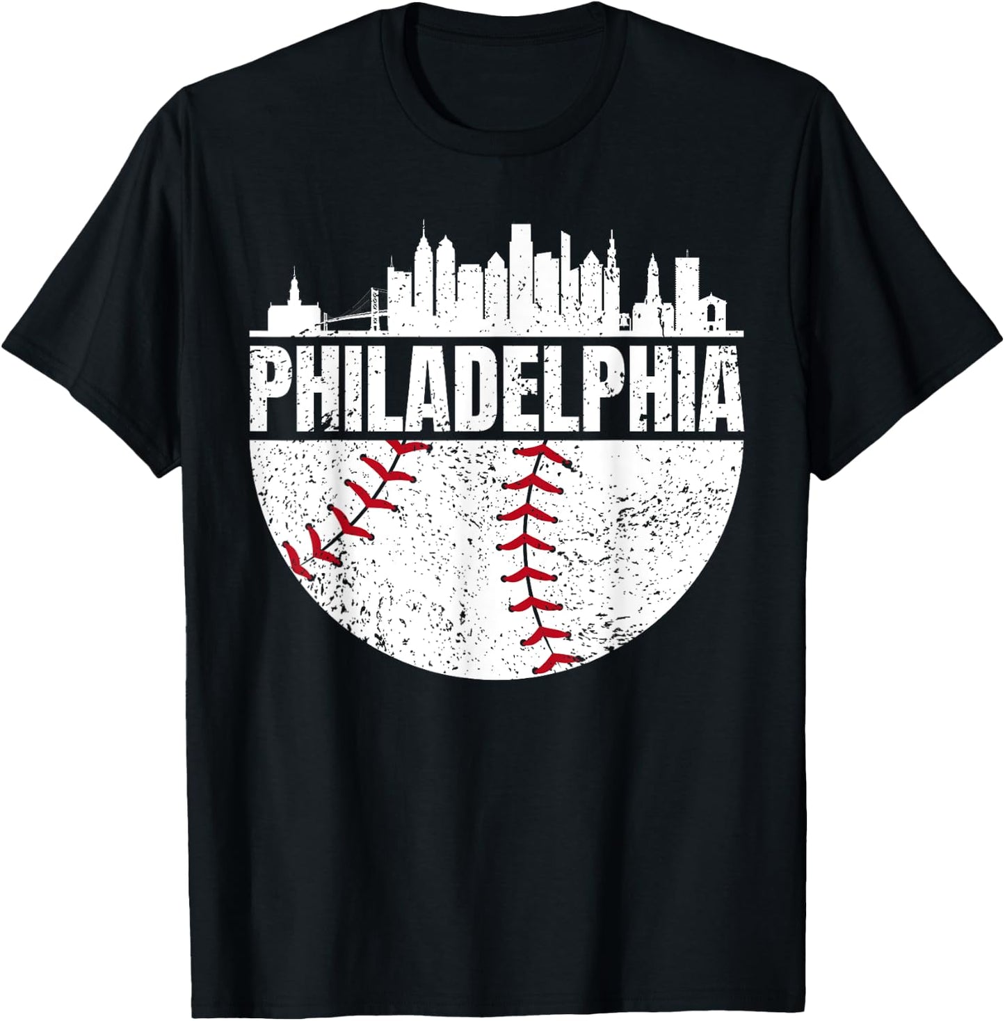 Vintage Philadelphia Skyline Baseball Retro Cityscap T-Shirt - T-Shirt | Black