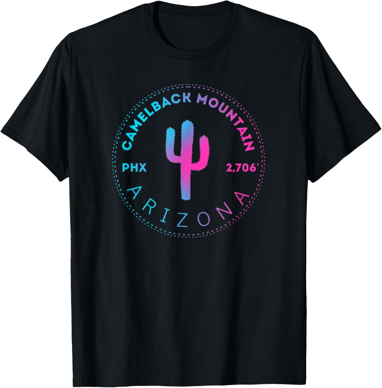 Camelback Mountain AZ - Phoenix Arizona Retro Cactus T-Shirt - T-Shirt | Black
