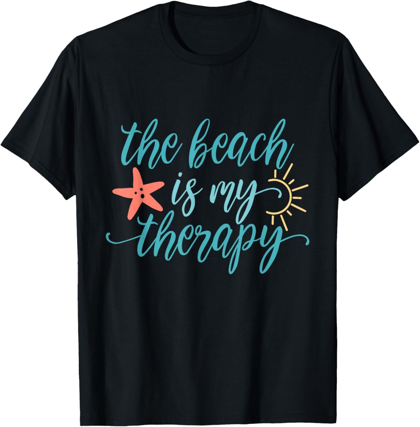 Beach Vacation The Beach is my Therapy T-Shirt - T-Shirt | Black