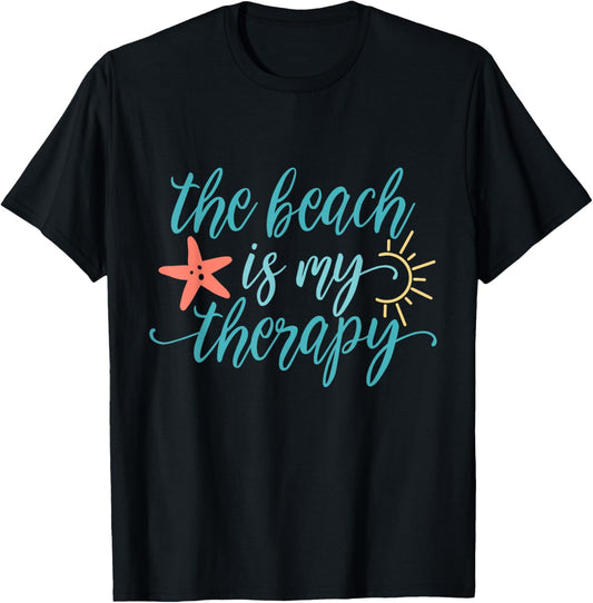 Beach Vacation The Beach is my Therapy T-Shirt - T-Shirt | Black