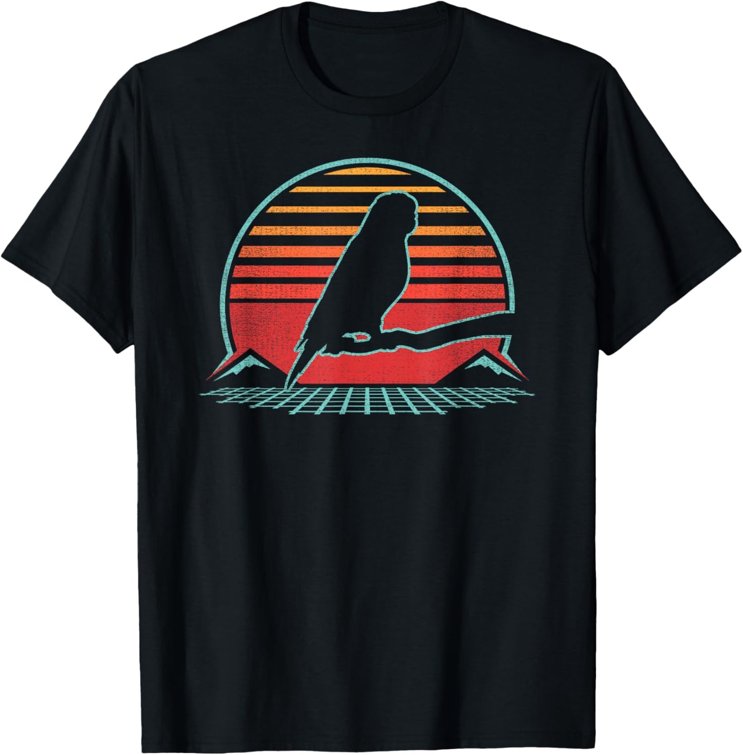 Budgie Budgerigar Pet Bird Retro Parakeet Vintage 80s Style T-Shirt - T-Shirt | Black