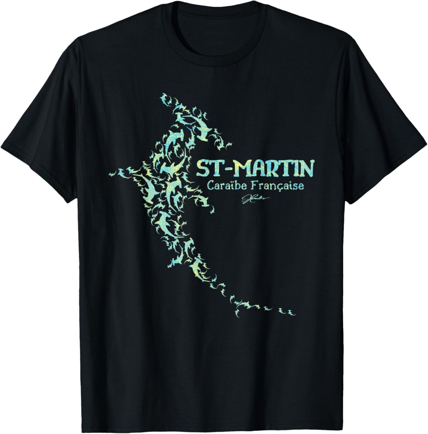 JCombs: Saint-Martin, French Caribbean, Sharks T-Shirt - T-Shirt | Black