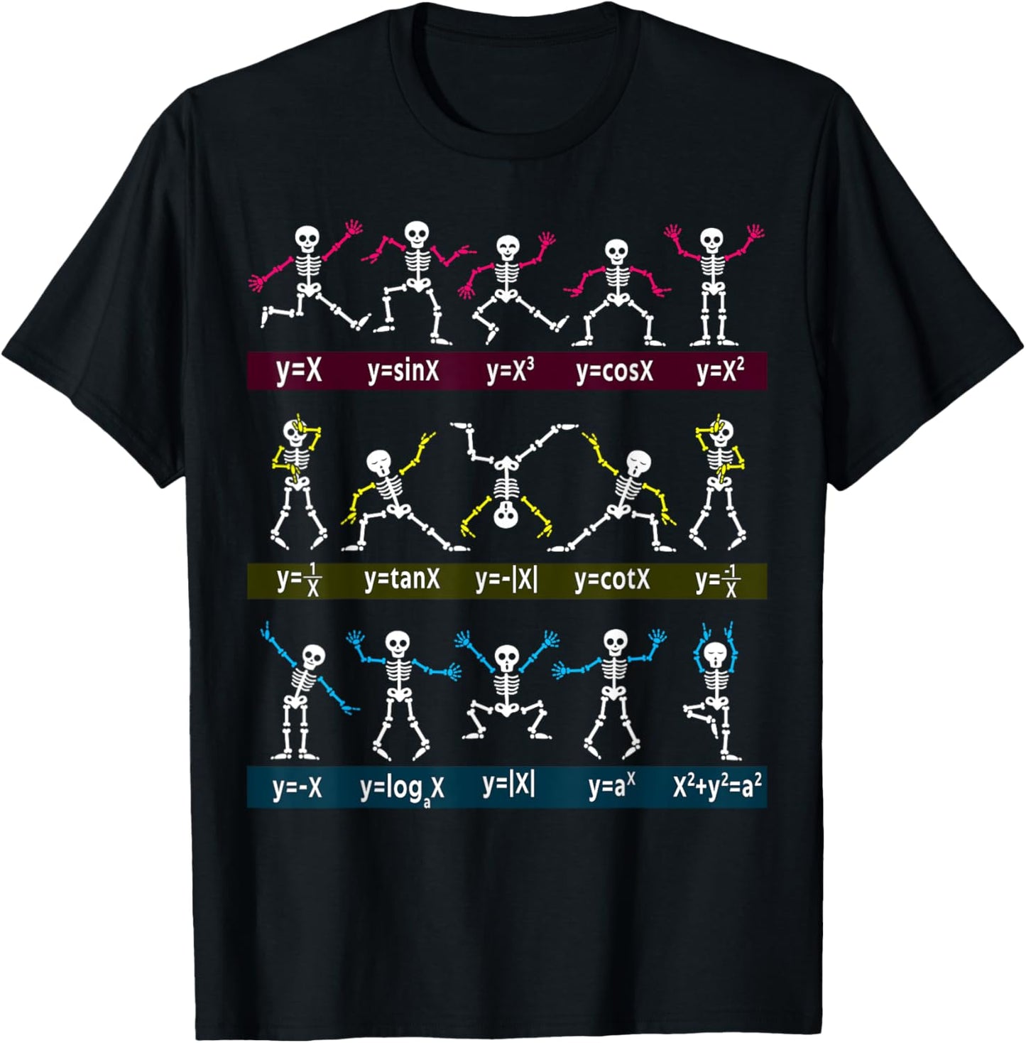 Algebra Dance Funny Function Skeleton Geek Pun Math Equation T-Shirt - T-Shirt | Black