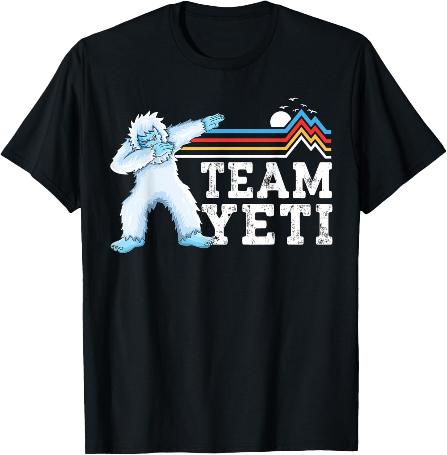 Dabbing Yeti Vintage Sunset mountain bigfoot lover team yeti T-Shirt - T-Shirt | Black