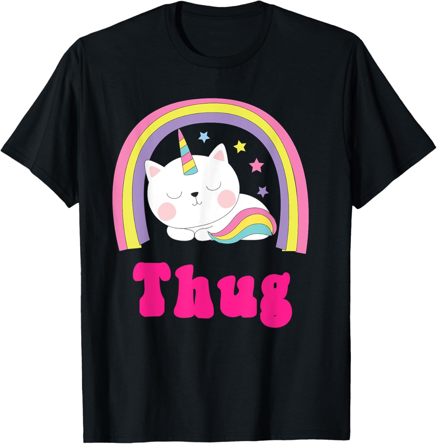 Thug Shirts | Sarcastic Retro Rainbow Funny Unicorn Thug T-Shirt - T-Shirt | Black