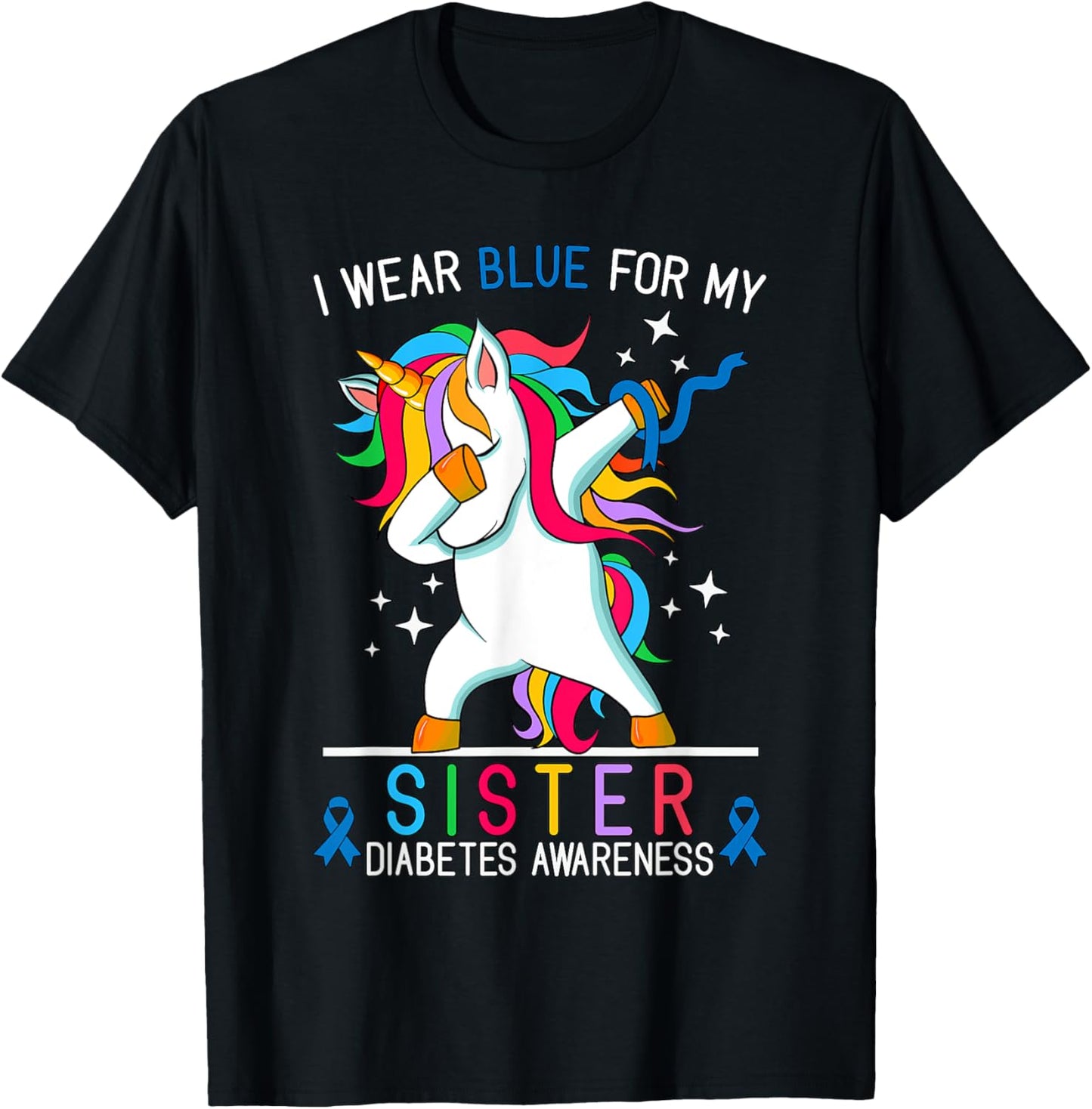 I Wear Blue For My Sister Type One Diabetes Awareness Kids T-Shirt - T-Shirt | Black
