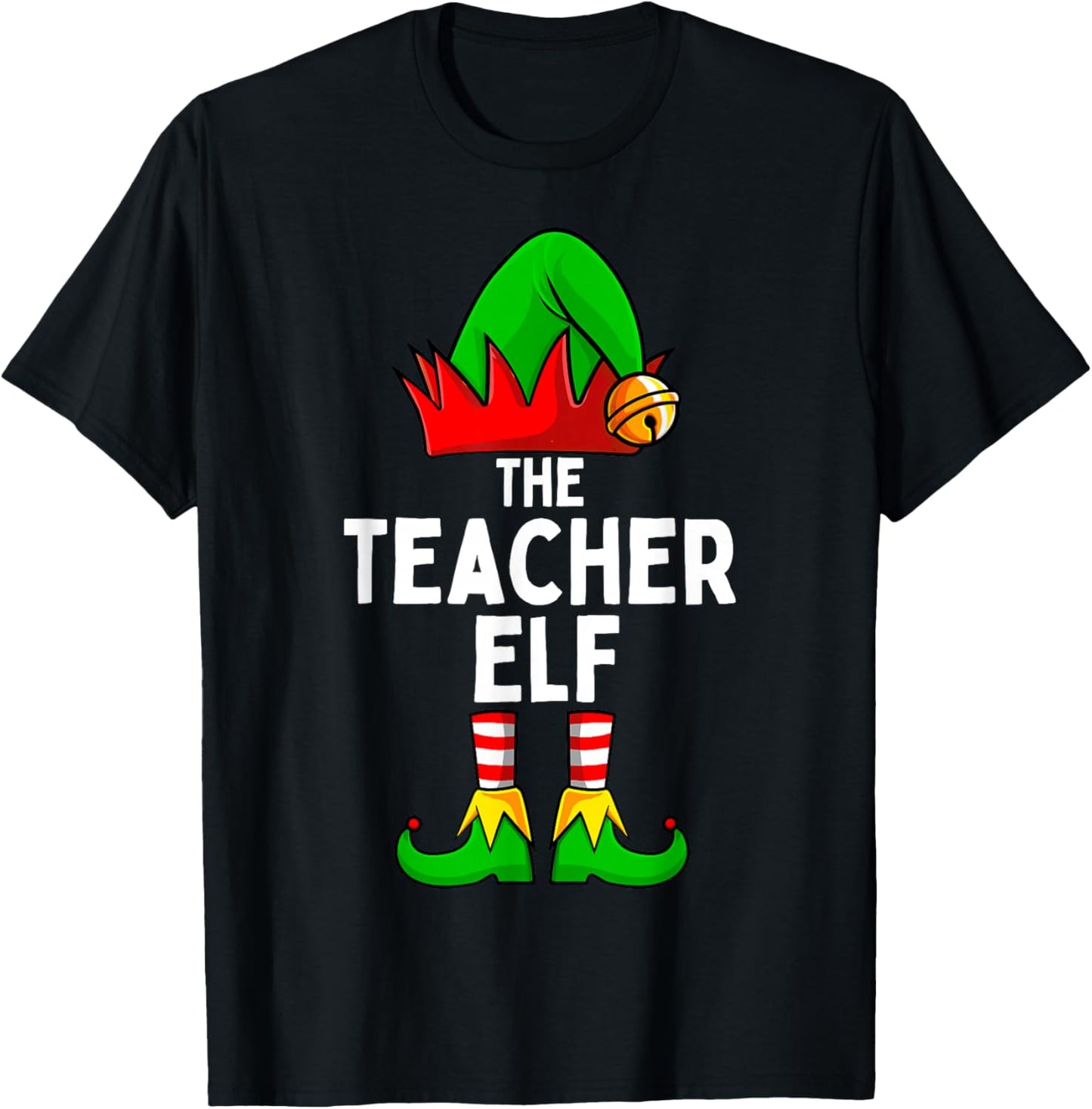 Teacher Elf Matching Family Christmas Women Men T-Shirt - T-Shirt | Black