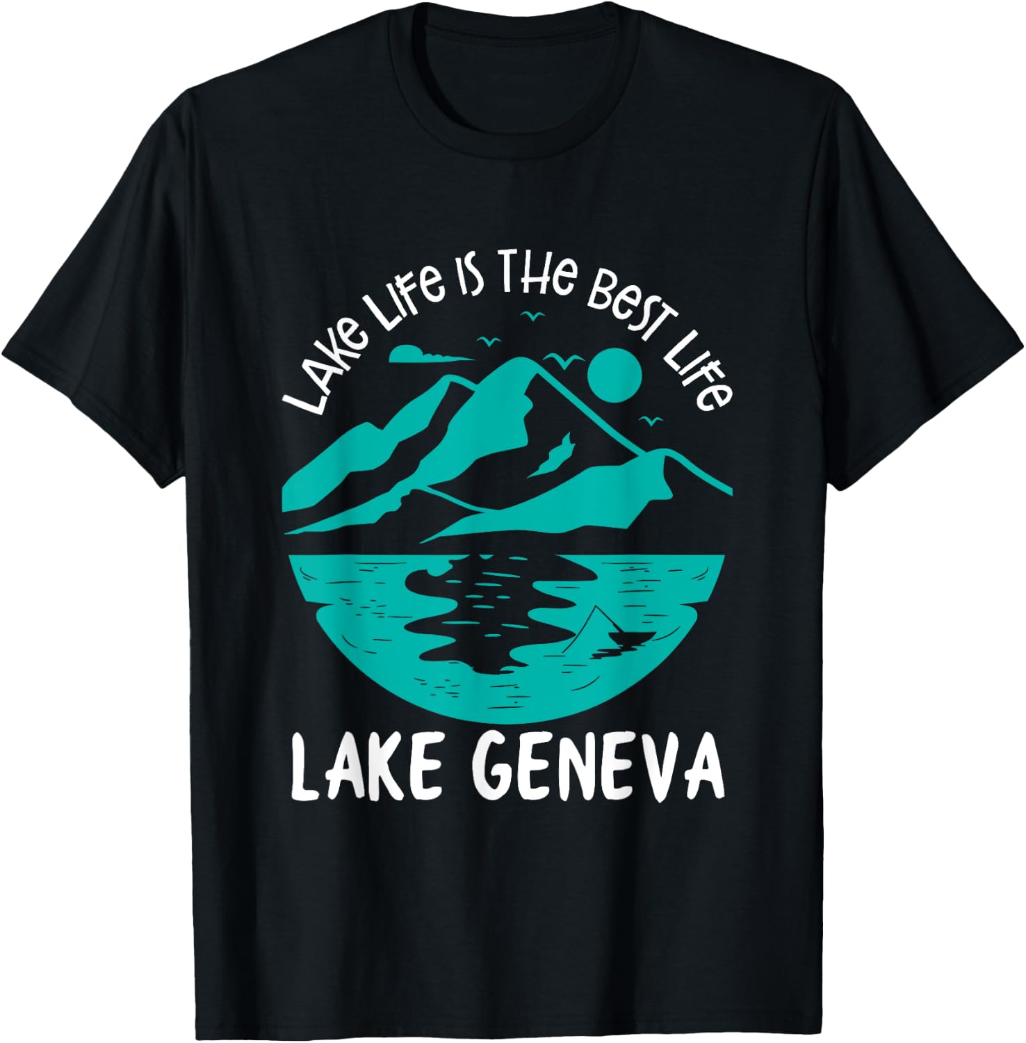I I Rather Be Fishing at Lake Geneva Fisherman Wisconsin T-Shirt - T-Shirt | Black