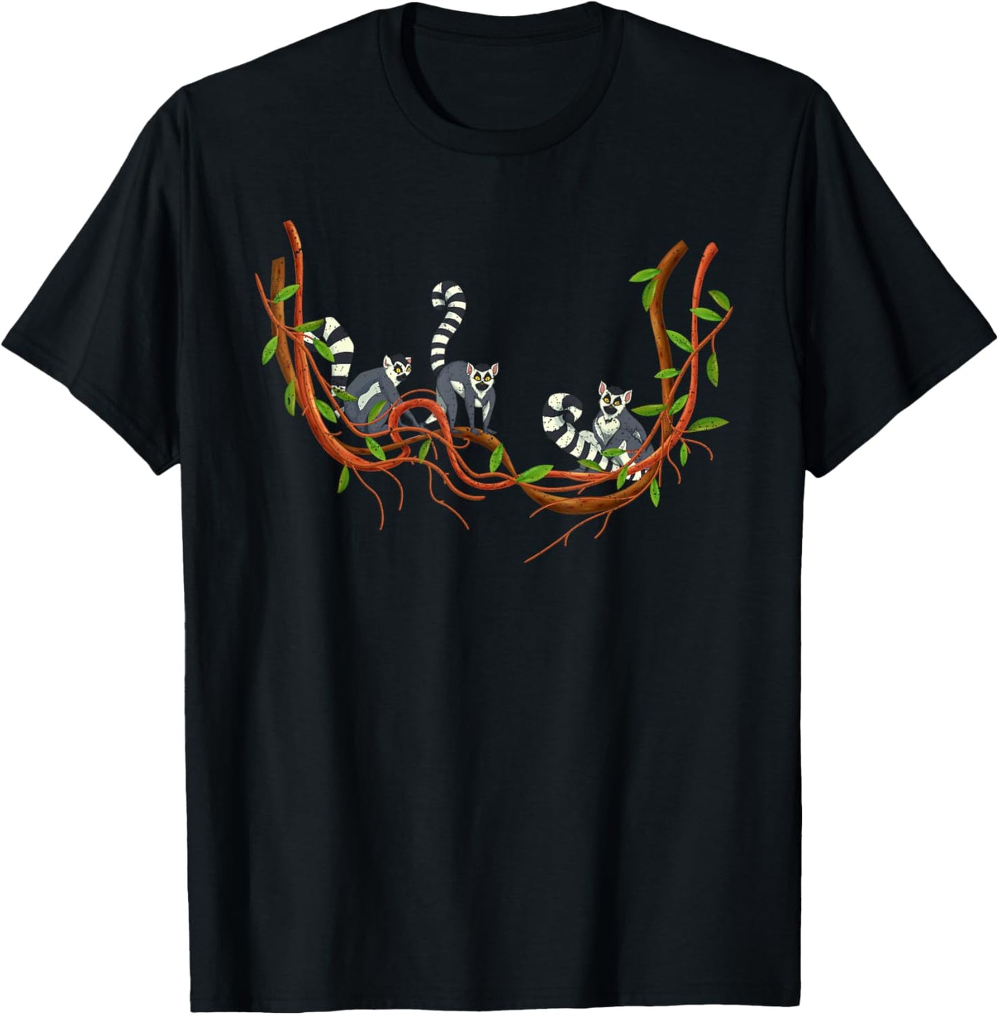 Tropical Monkey Sifakas Vari Madagascar Zoo Animal Lemur T-Shirt - T-Shirt | Black