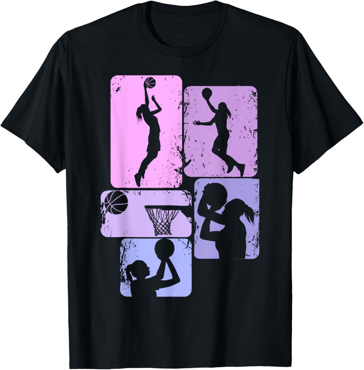 Basketball Girl Women Girls Kids Small T-Shirt - T-Shirt | Black