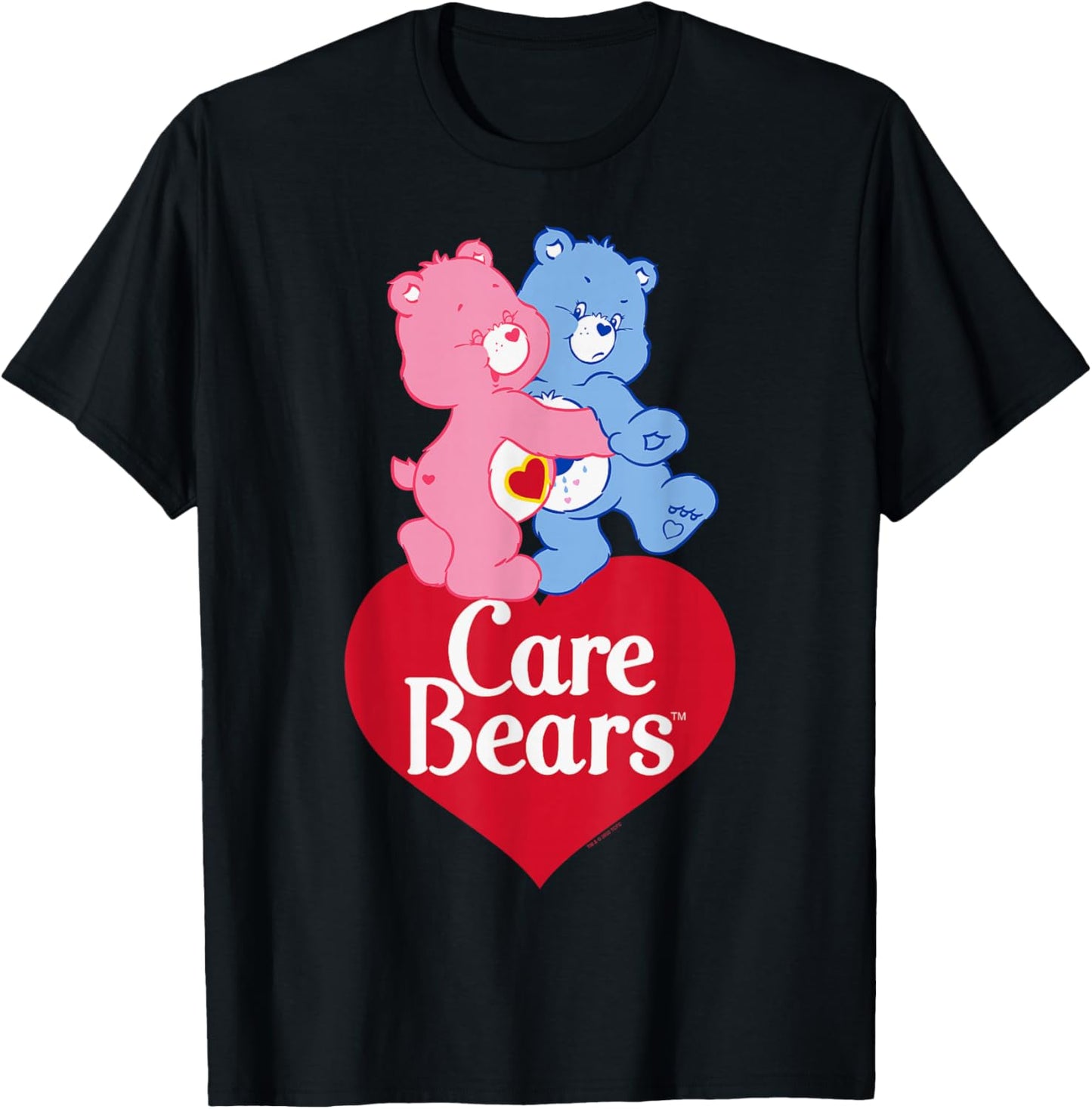 Care Bears Love-A-Lot Bear & Grumpy Valentine Hug Logo T-Shirt - T-Shirt | Black