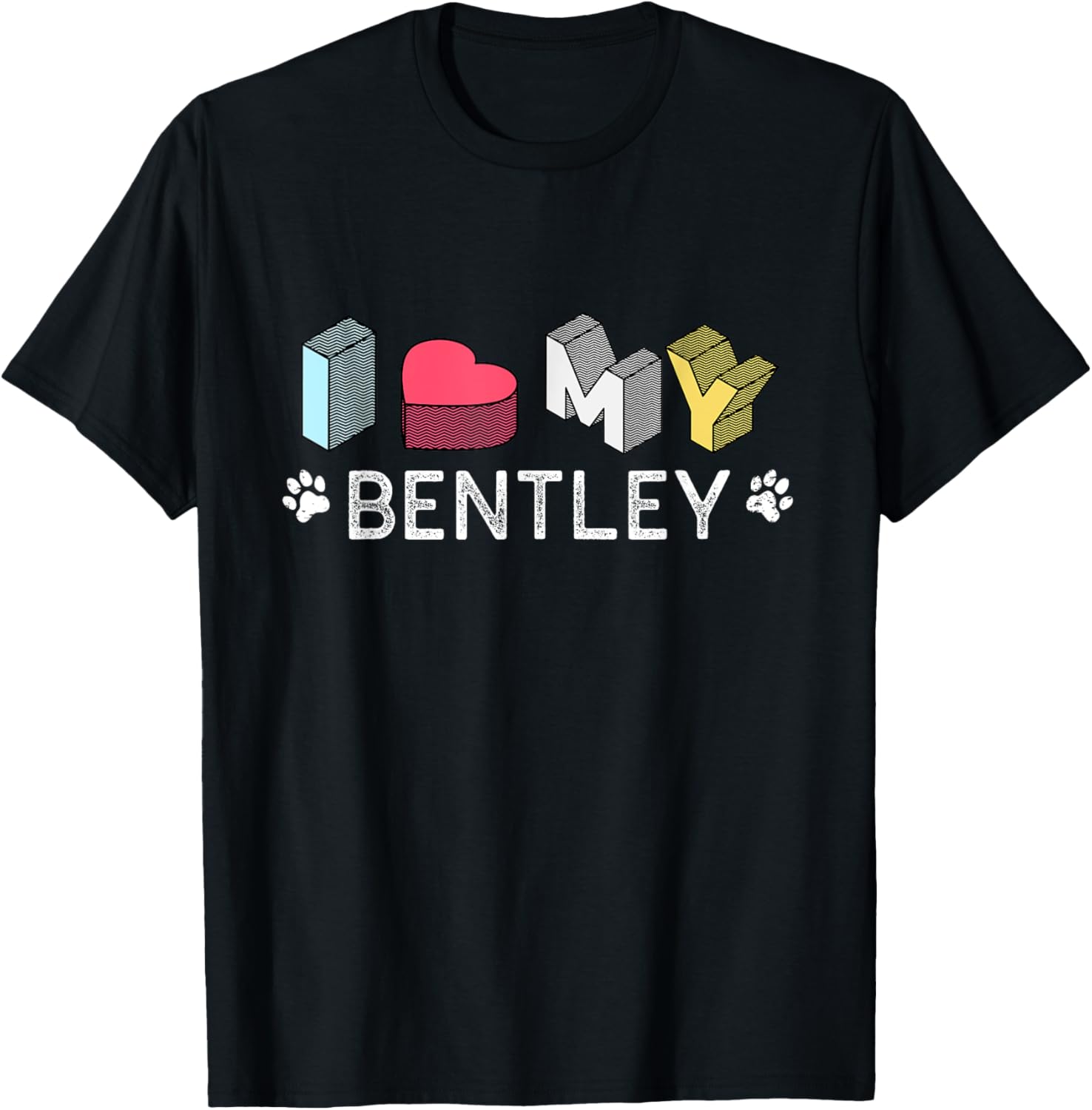 Bentley Personalized Dog Name Bentley Pet Lover Women Kids T-Shirt - T-Shirt | Black