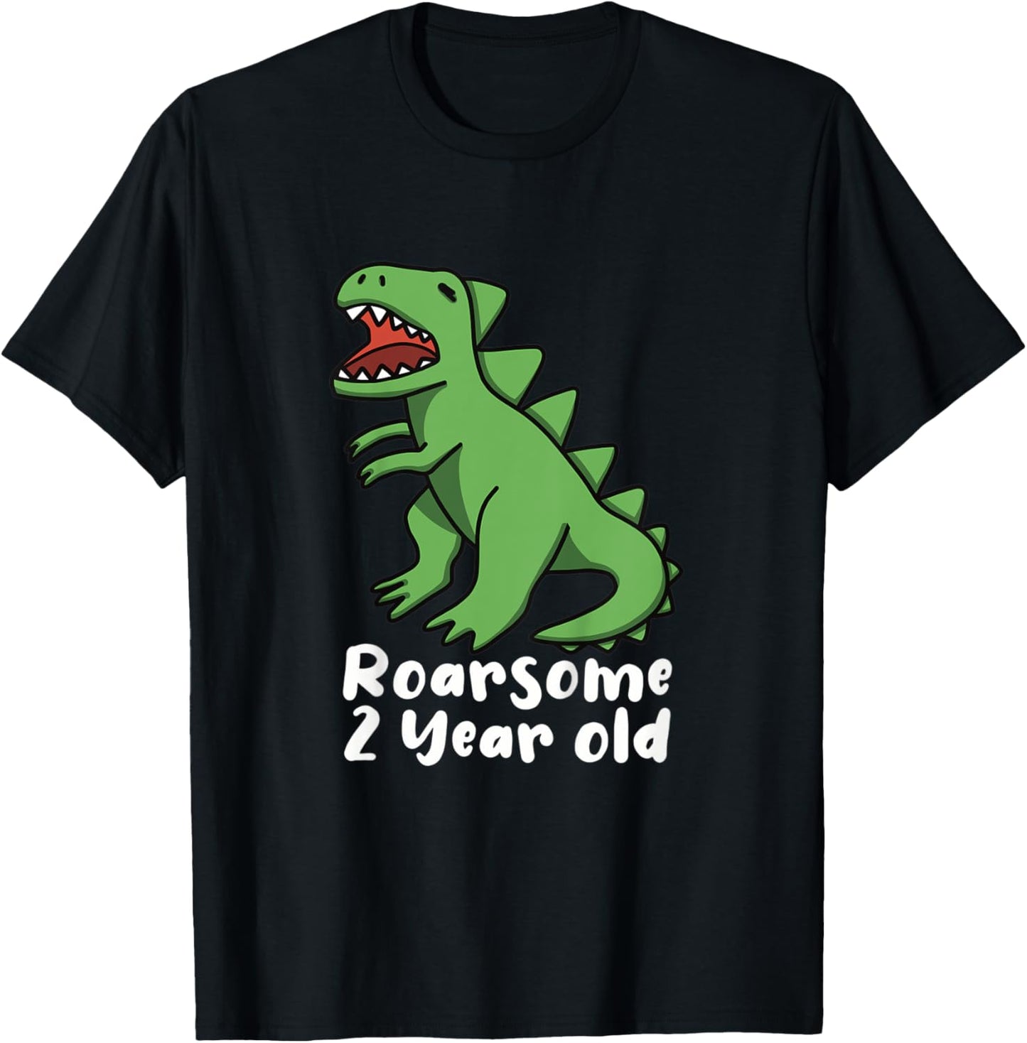 Kids Roarsome Awesome 2 Year Old Birthday Dinosaur T-Shirt - T-Shirt | Black