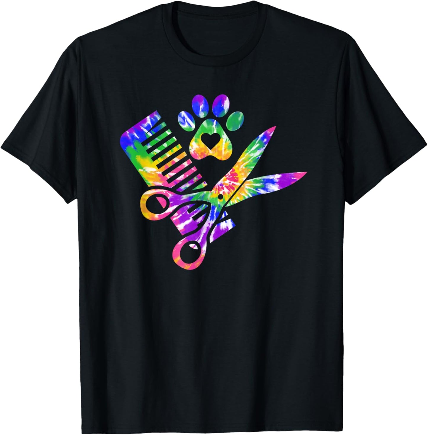 Dog Groomer Tie Dye Cute for Future Dog Groomers T-Shirt - T-Shirt | Black