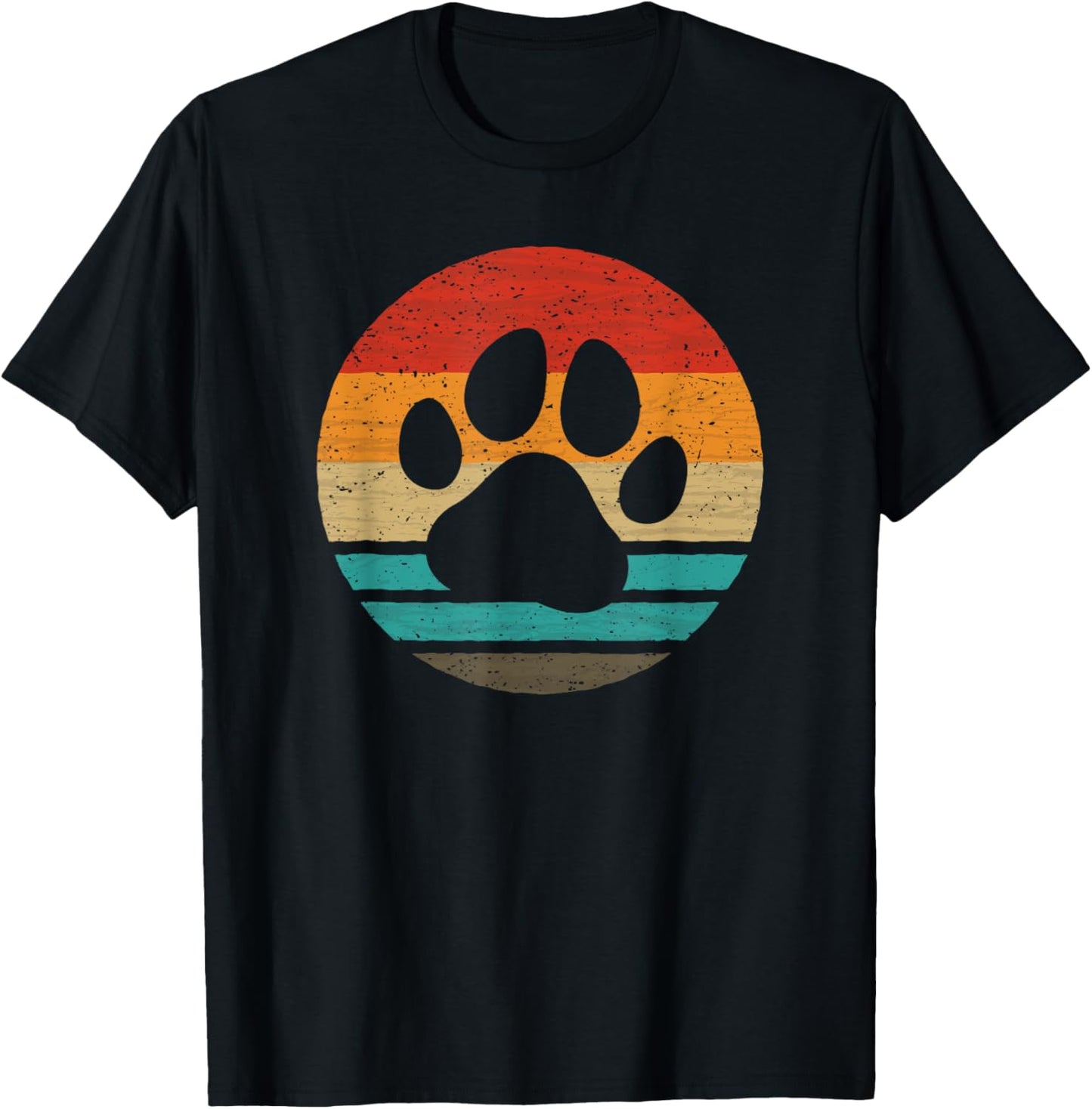 Dog Paw Retro Style Vintage T-Shirt - T-Shirt | Black