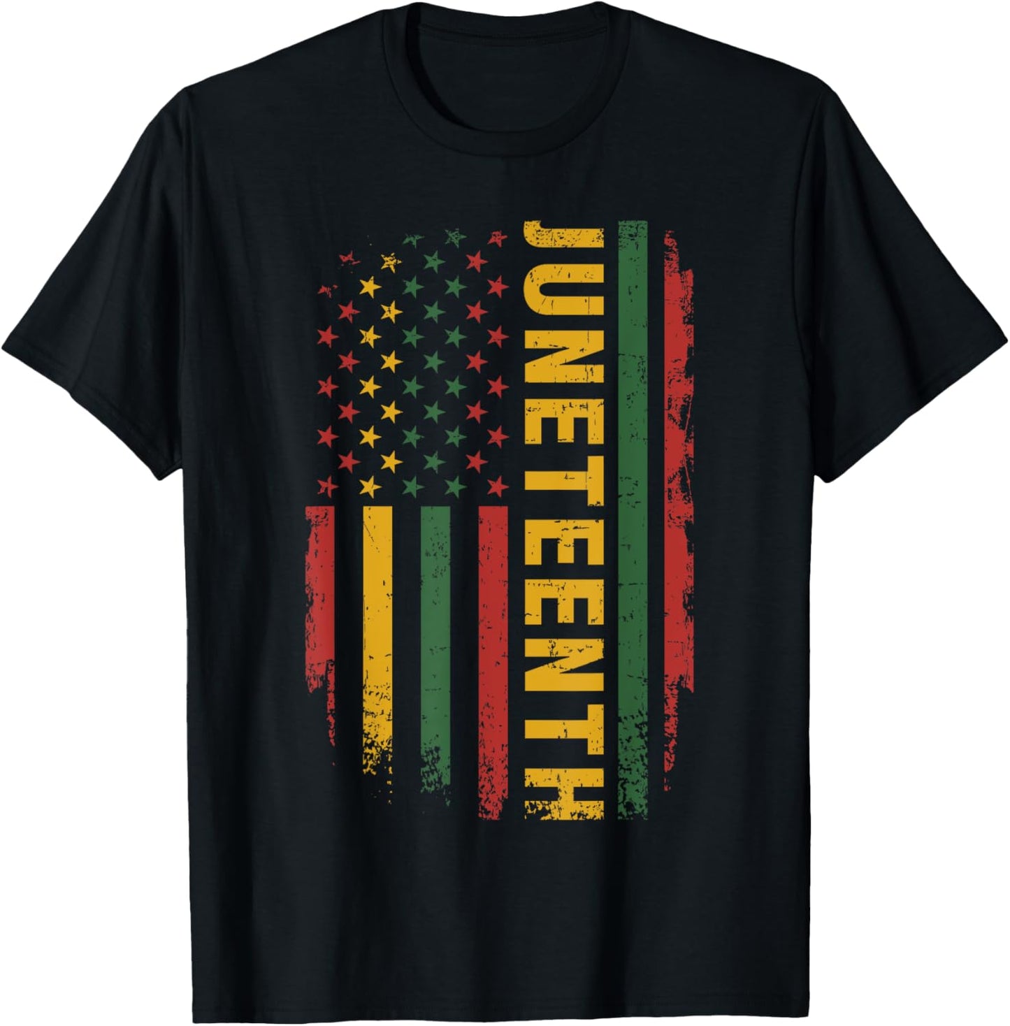 American flag pan african colors for celebrating Juneteenth T-Shirt - T-Shirt | Black