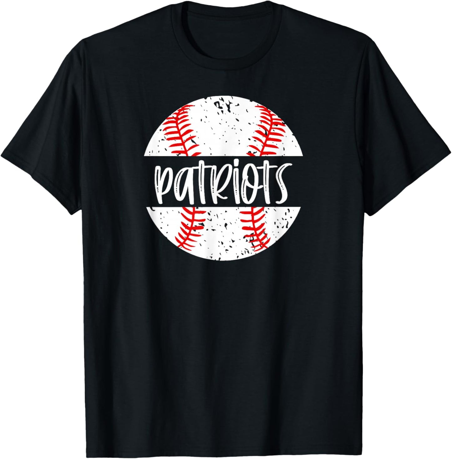 Patriots Baseball Team Mascot School Spirit Game Day T-Shirt - T-Shirt | Black