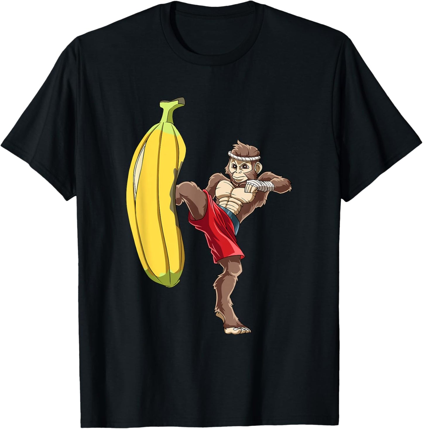 Funny Muay Thai Monkey - Thai Boxing Ape T-Shirt - T-Shirt | Black