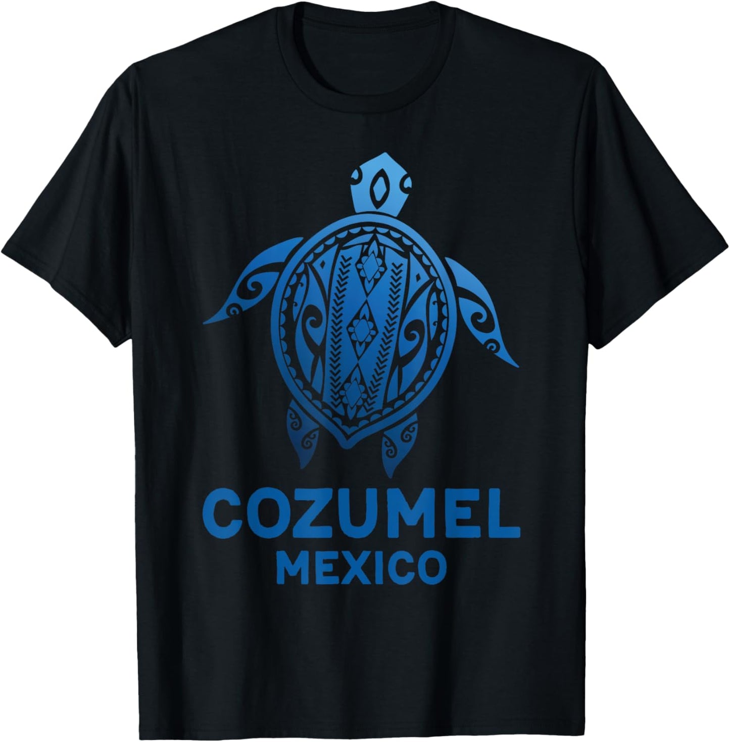 Cozumel Mexico Tribal Tattoo Blue Sea Turtle Souvenirs T-Shirt - T-Shirt | Black