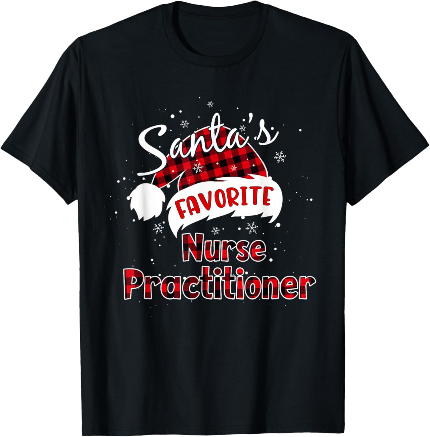 Funny Santa's Favorite Nurse Practitioner Christmas Pajama T-Shirt - T-Shirt | Black