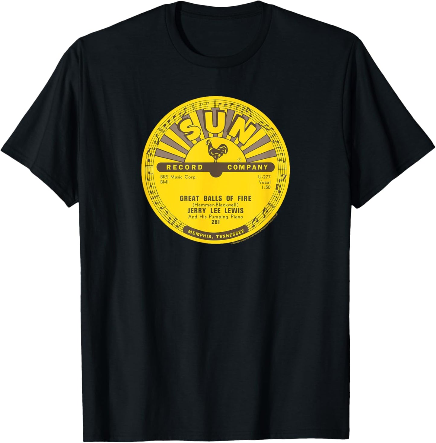 Sun Records Vinyl Jerry Lee Lewis Great Balls Of Fire T-Shirt - T-Shirt | Black
