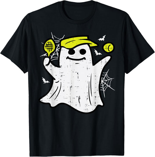 Halloween Pickle Ball Ghost Pickleball Costume Men Women Kid T-Shirt - T-Shirt | Black