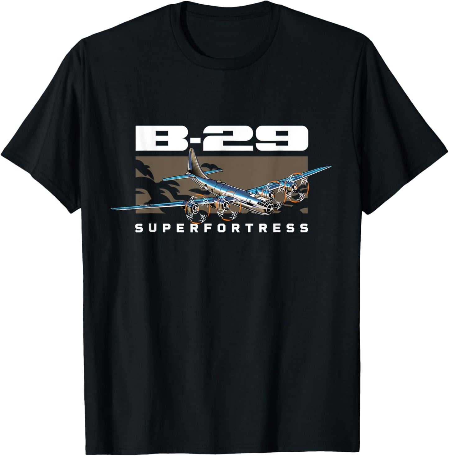 USA Military Warbird Airplane B29 Superfortress T-Shirt - T-Shirt | Black