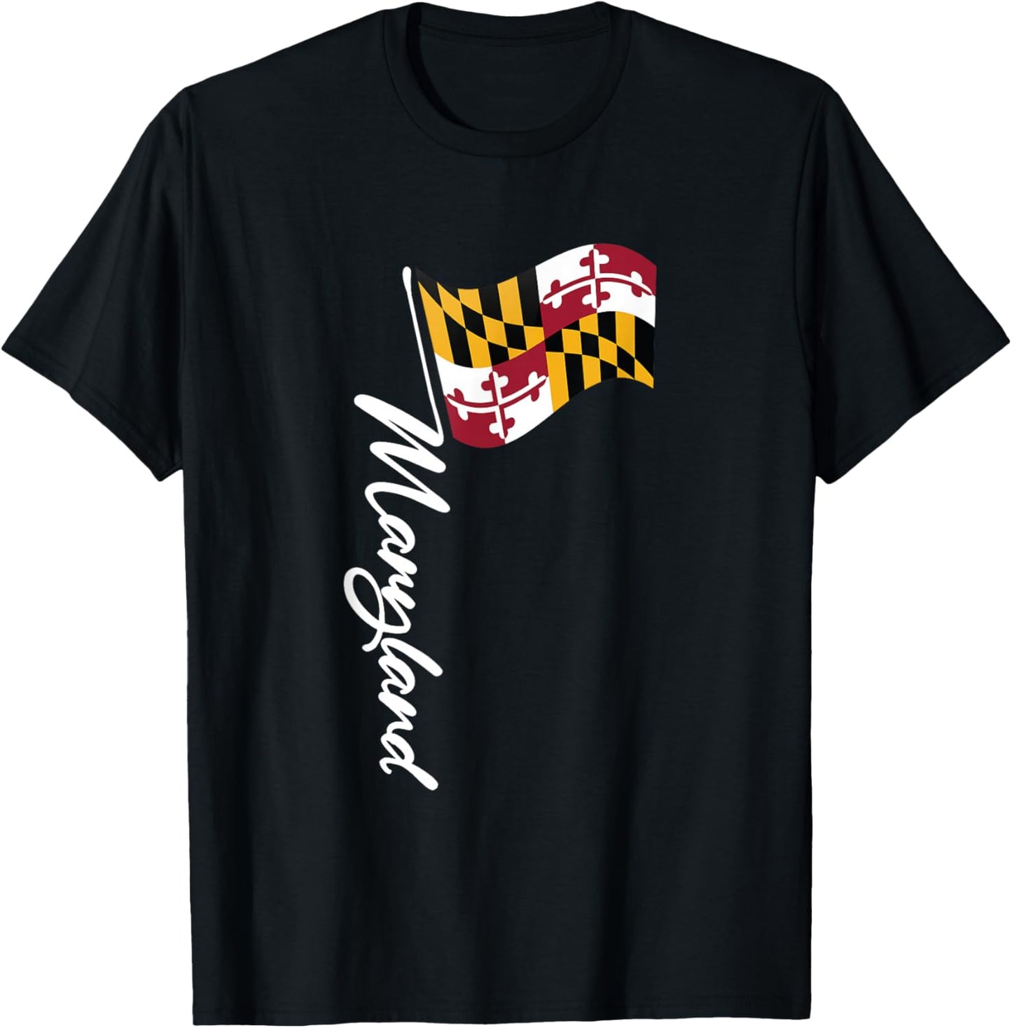 Maryland Signature Flag Pole - Elegant Marylander Flag T-Shirt - T-Shirt | Black