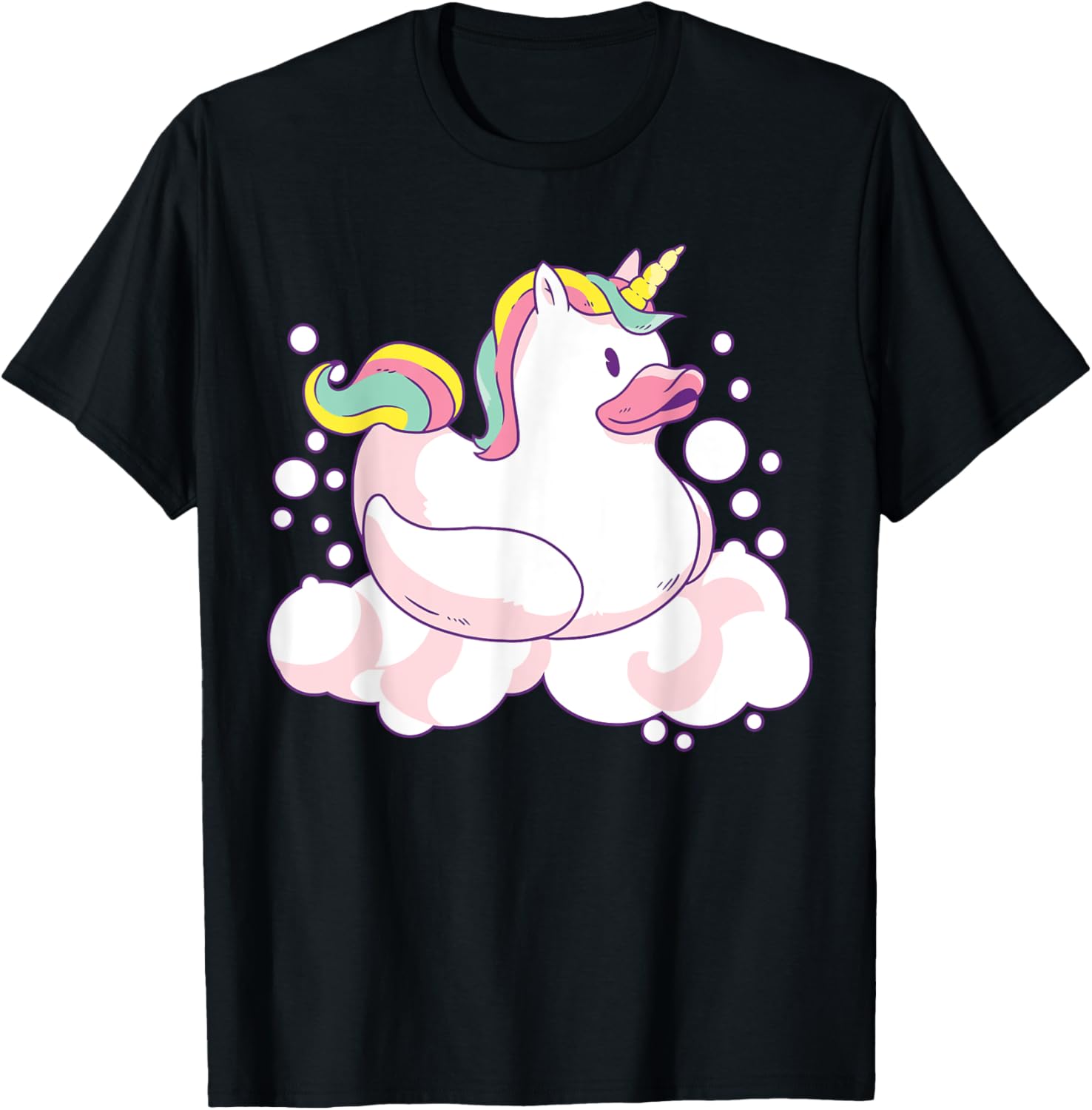 Unicorn Duck Soap Bubbles Rubber Duck Uniduck T-Shirt - T-Shirt | Black