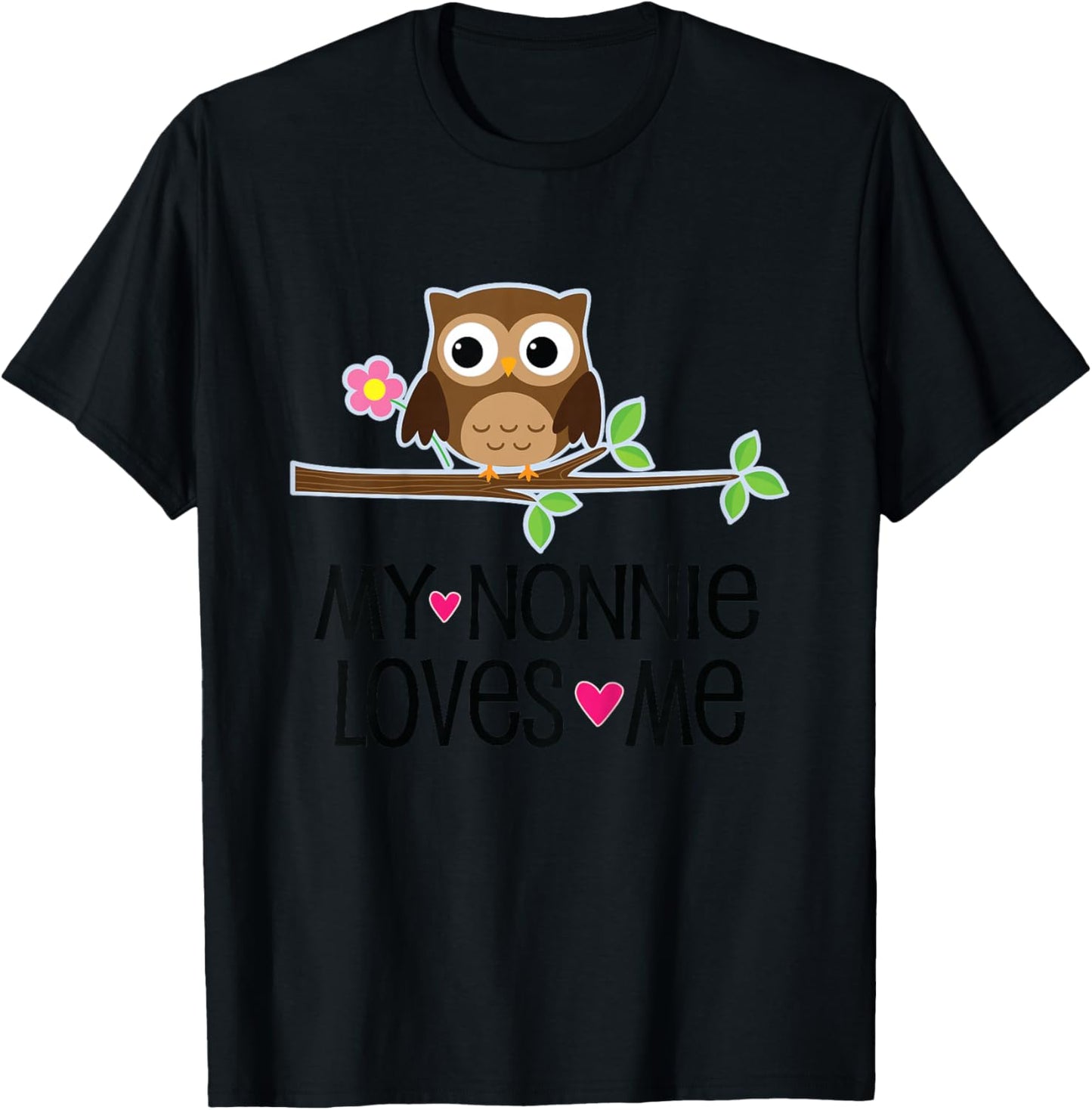 Kids My Nonnie Loves Me Granddaughter Owl T-Shirt - T-Shirt | Black