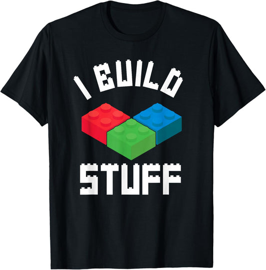 Build Stuff Master Builder Building Blocks Bricklayer Bricks T-Shirt - T-Shirt | Black
