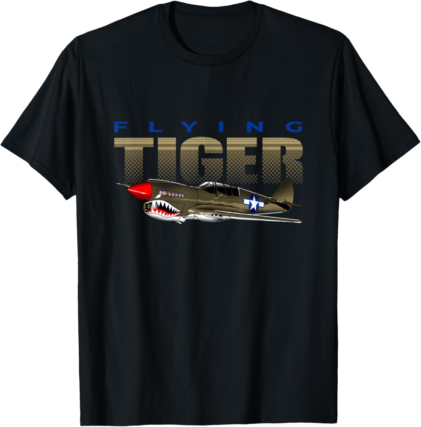 USA Military Vintage Warbird Warhawk Airplane T-Shirt - T-Shirt | Black