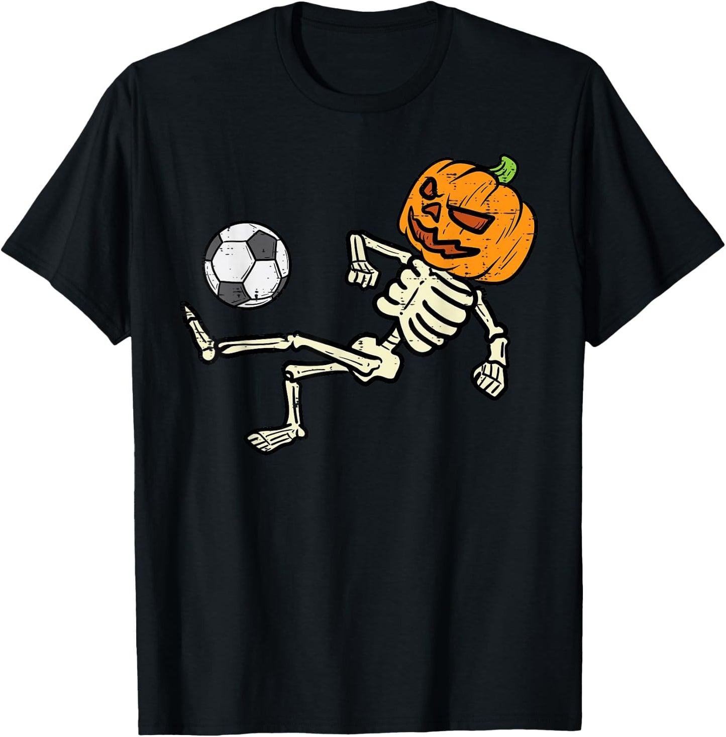 Halloween Soccer Pumpkin Skeleton Football Boys Kids Men T-Shirt - T-Shirt | Black