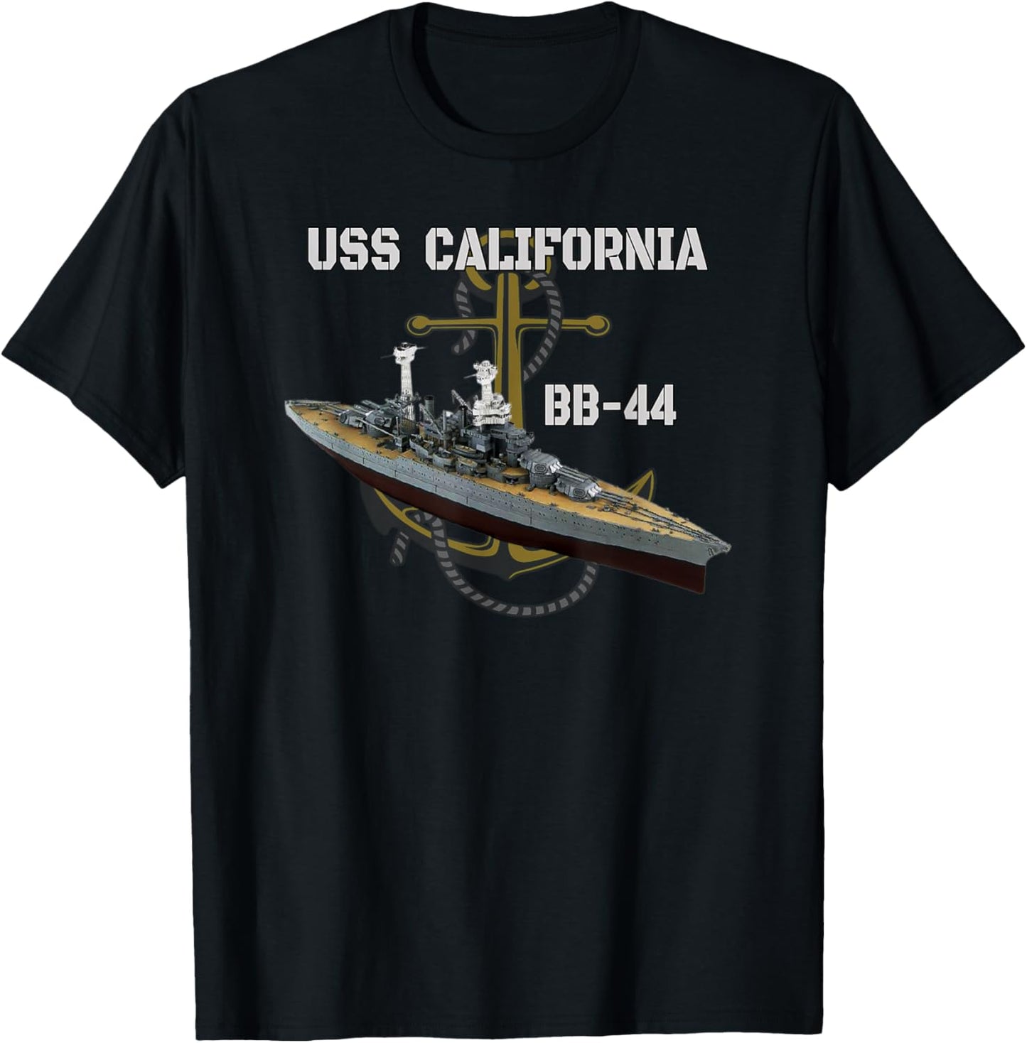 USS California BB-44 Battleship WW2 American Warship Veteran T-Shirt - T-Shirt | Black
