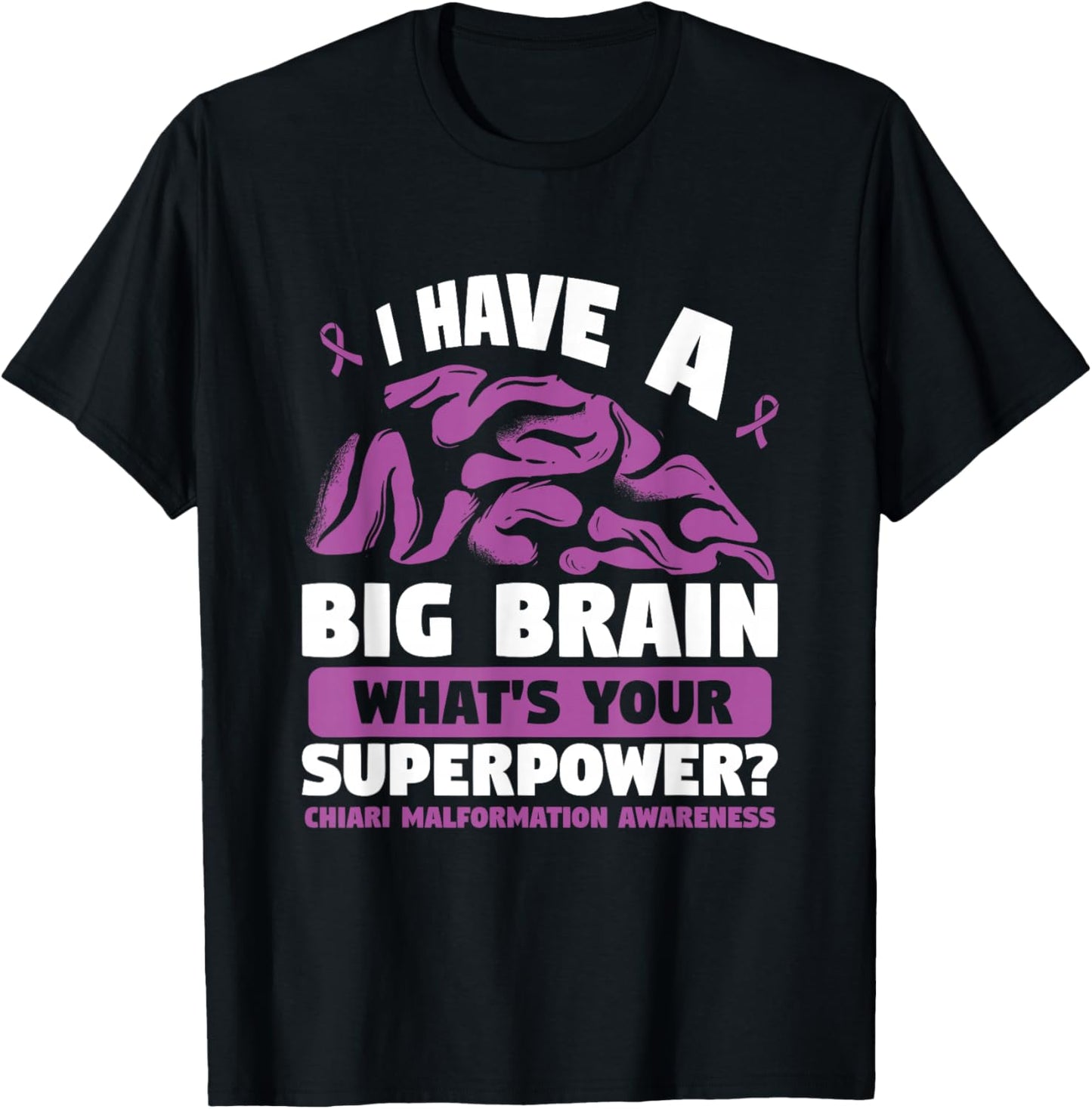 Purple Ribbon Superpower Chiari Malformation Awareness T-Shirt - T-Shirt | Black
