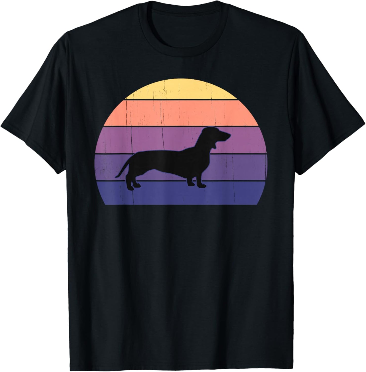 Cool Retro Sunset Dachshunds: Great Dachshund Owner/Lover T-Shirt - T-Shirt | Black