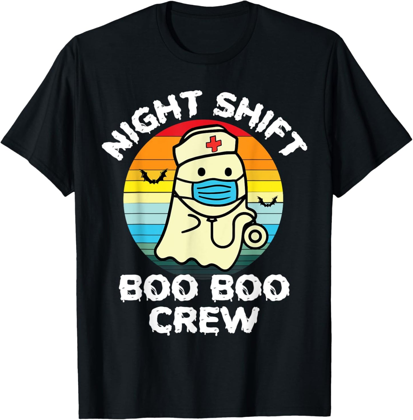 2023 Night Shift Boo Boo Crew Nurse Halloween For Nurses RN T-Shirt - T-Shirt | Black