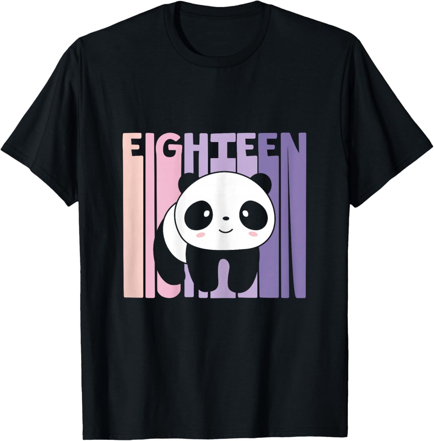 18th Birthday Girl Cute Panda Panda Bear 18 Years Old T-Shirt - T-Shirt | Black
