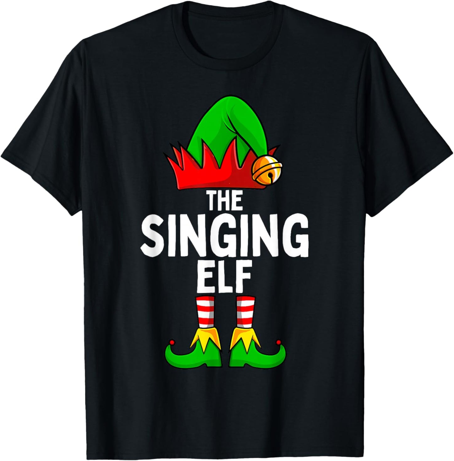 Singing Elf Matching Family Christmas T-Shirt - T-Shirt | Black